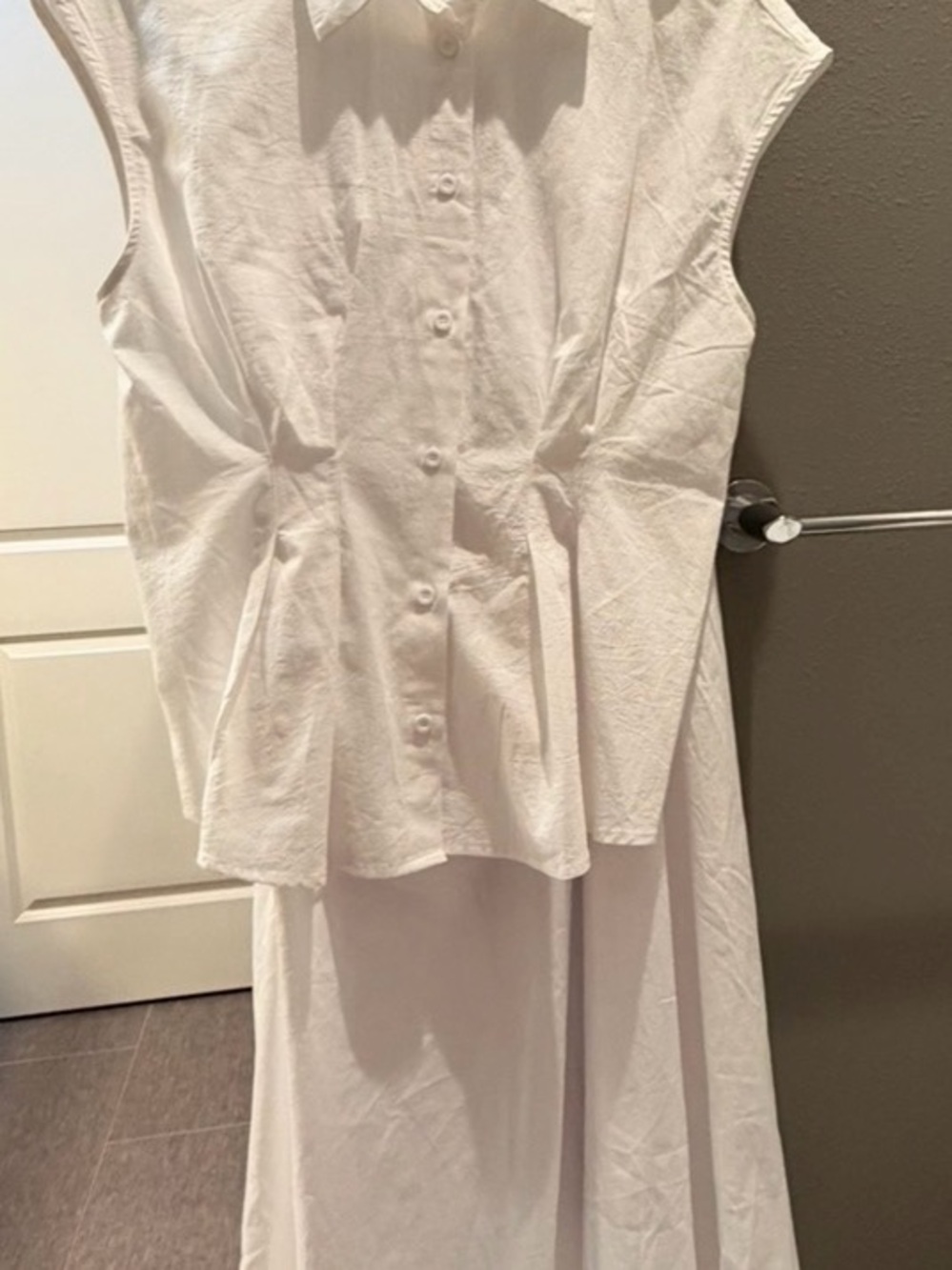 Commense White Sleeveless Button-Front Peplum Top & Skirt Set